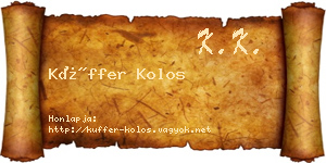Küffer Kolos névjegykártya